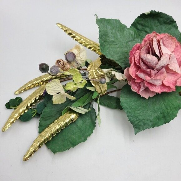 Vintage HOMCO Home Interiors and Gifts 1382 Metal Sculpture 4975 Pink Flower - Picture 3 of 9